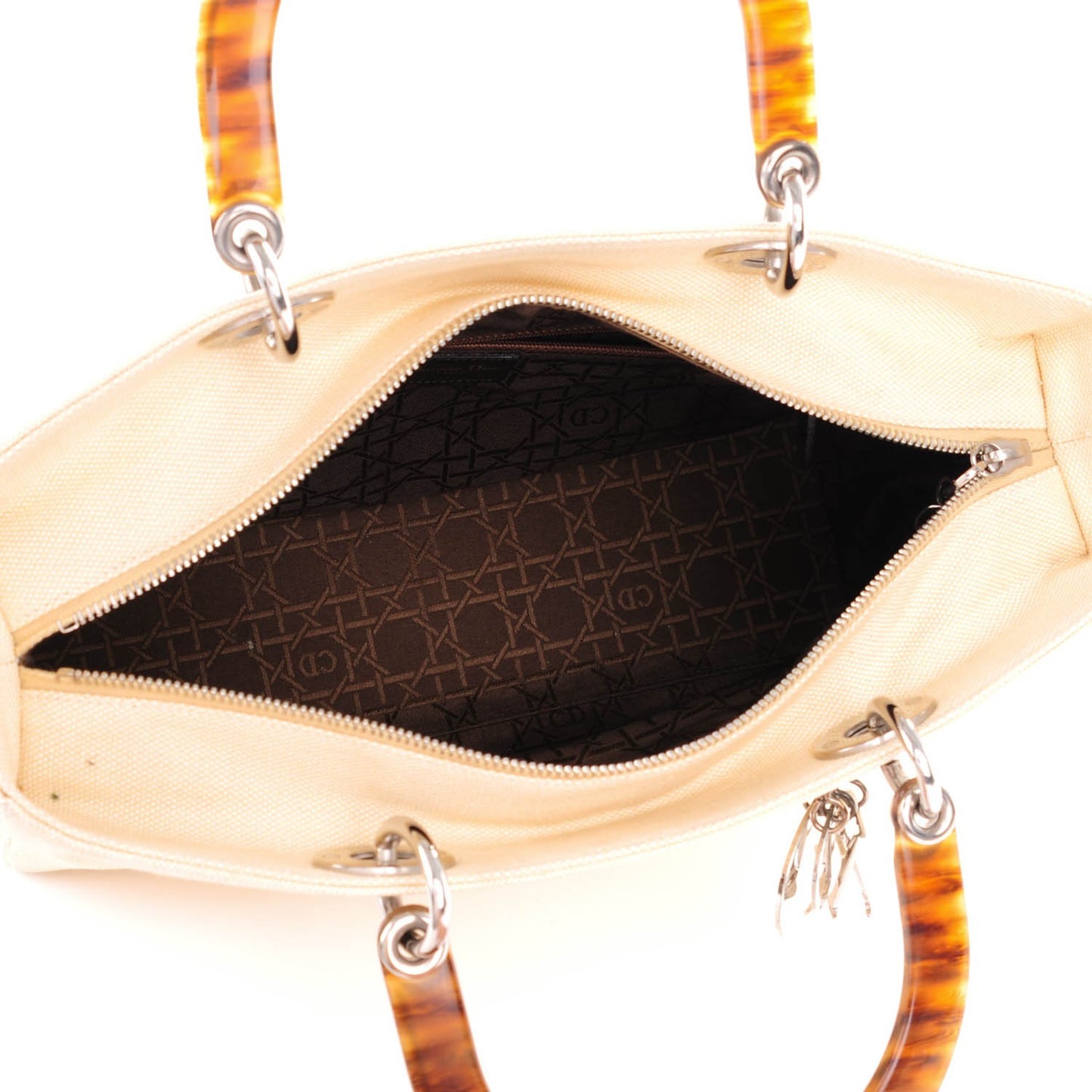 Canvas Large Lady Dior Beige