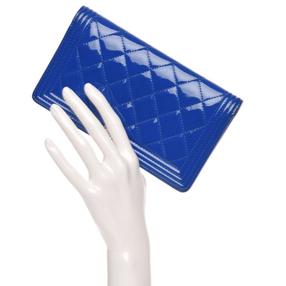 Chanel Patent Calfskin Quilted Boy Yen Wallet Dark Blue 2 of 20