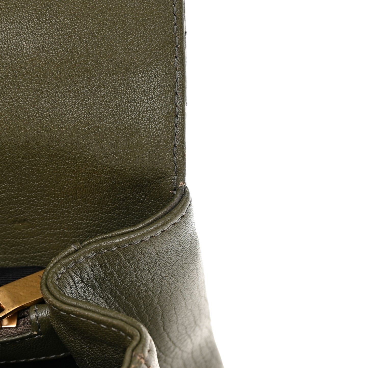 Sheepskin Matelasse Chevron Monogram Medium College Bag Military Olive