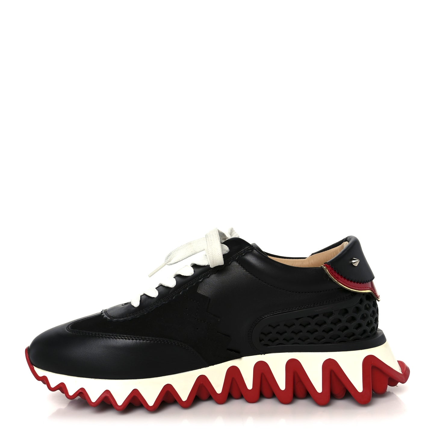 Calfskin Suede Patent Womens Loubishark Sneakers 39 Black Loubi
