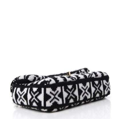 Chanel Cashmere Knit Coco Neige Flap Black White 4 of 10