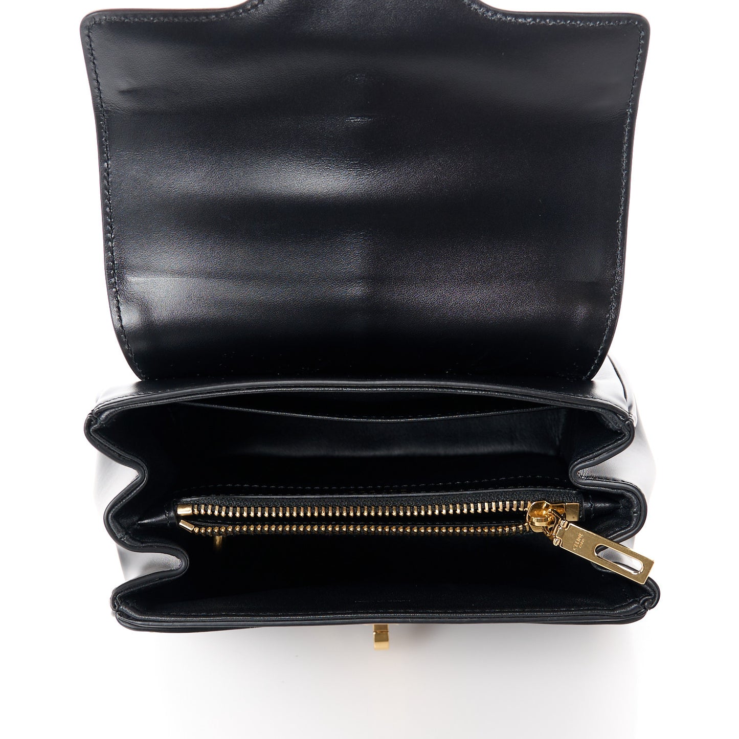 Satinated Calfskin Mini 16 Top Handle Bag Black