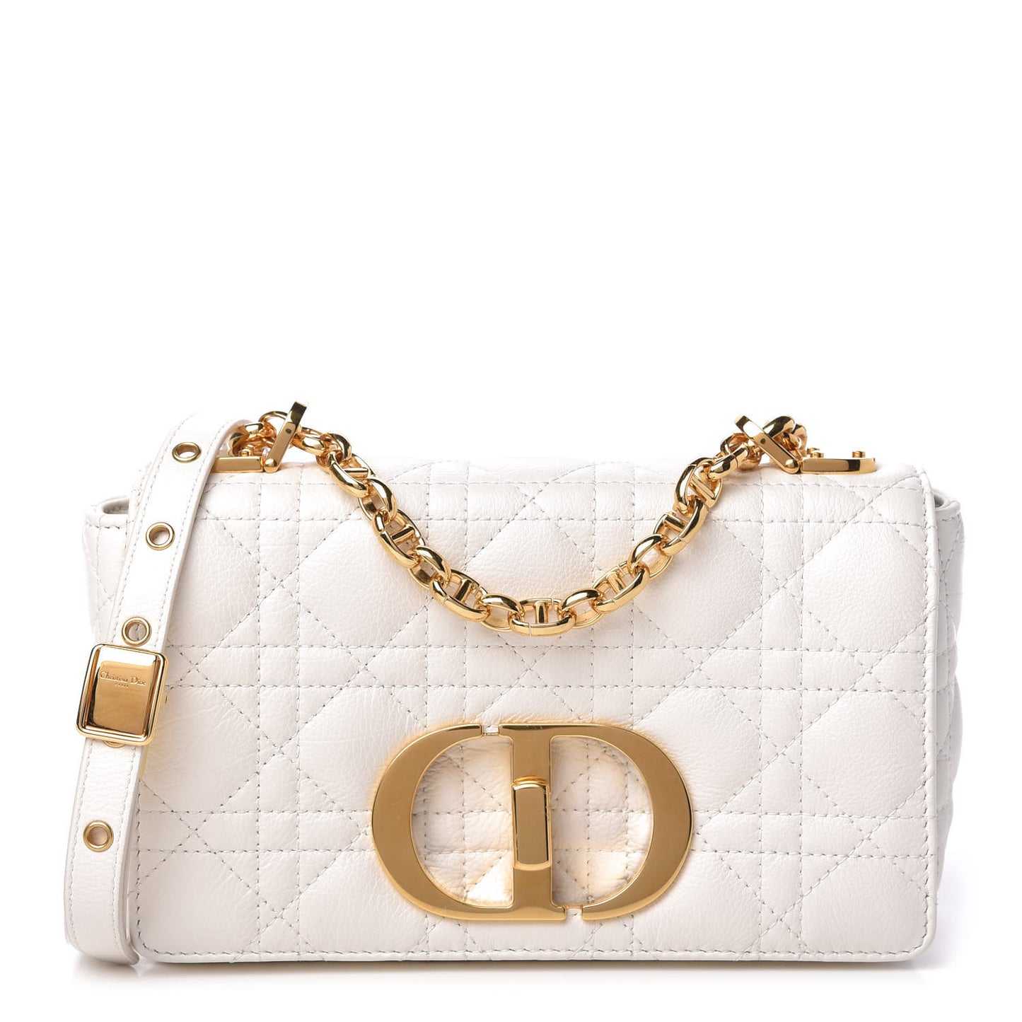 Lambskin Cannage Small Caro Bag White
