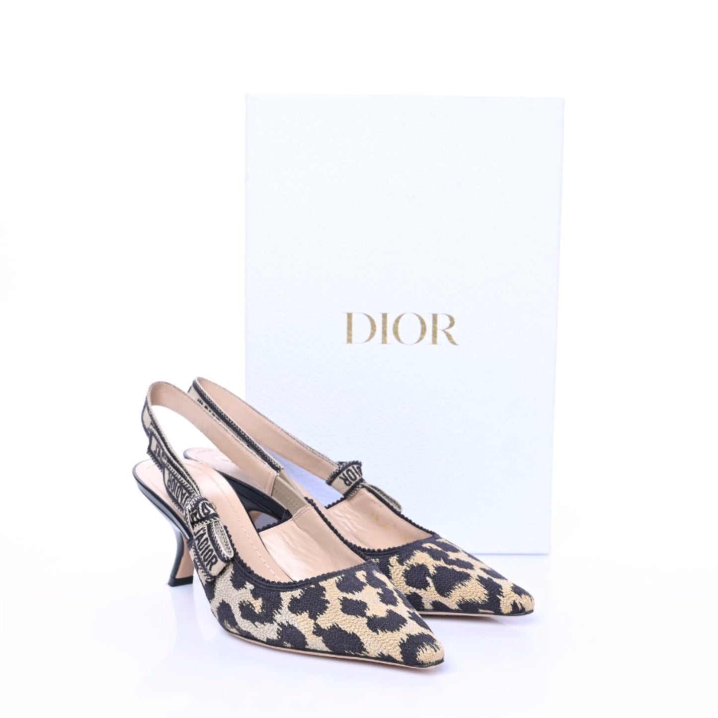 Mizza Cotton Ribbon Embroidered J'Adior Slingback 65mm Pumps 38 Natural