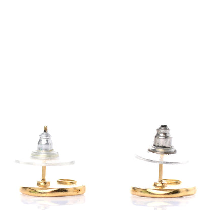 Chanel Crystal Papyrus Stud Earrings Gold 3 of 4