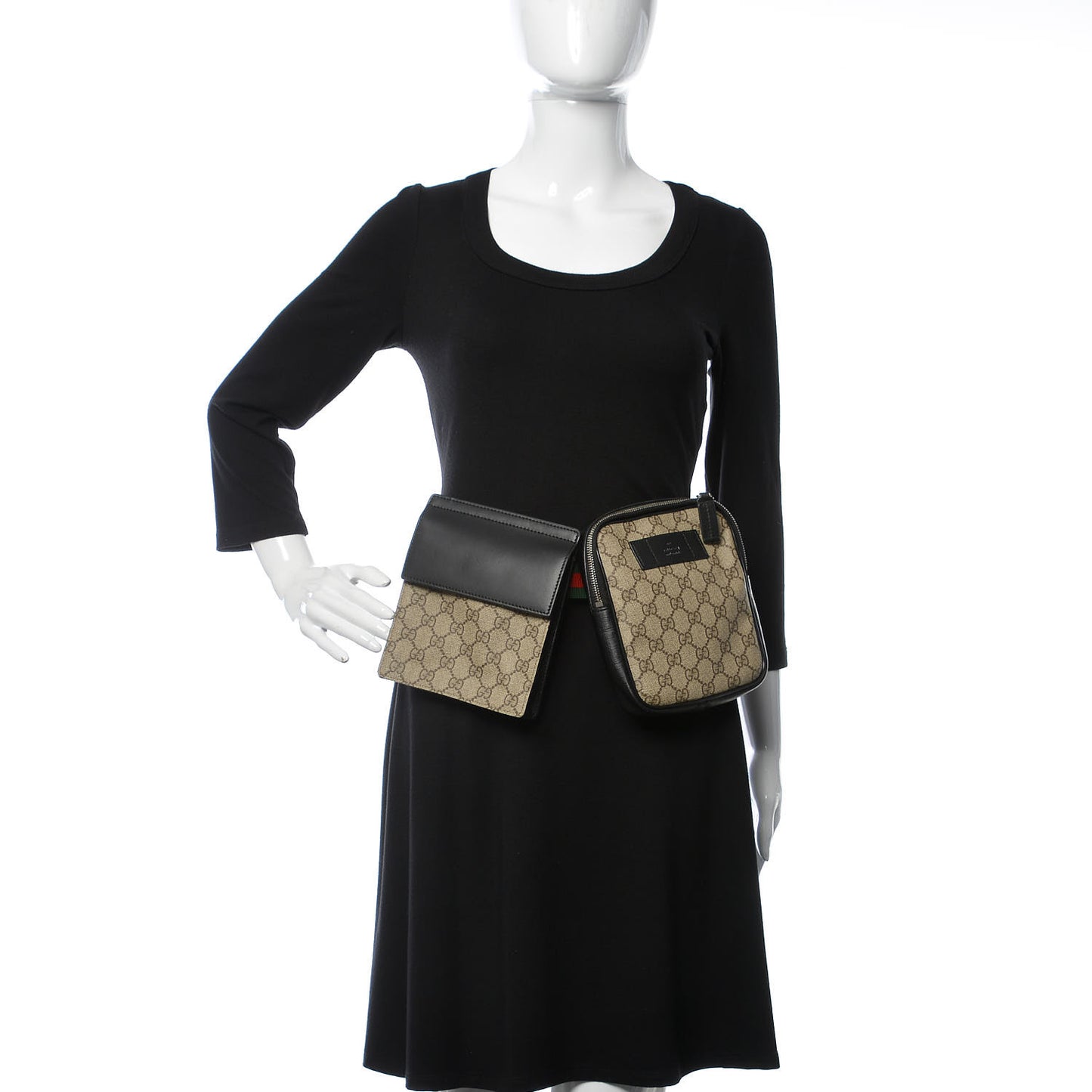 GG Supreme Monogram Web Belt Bag Black