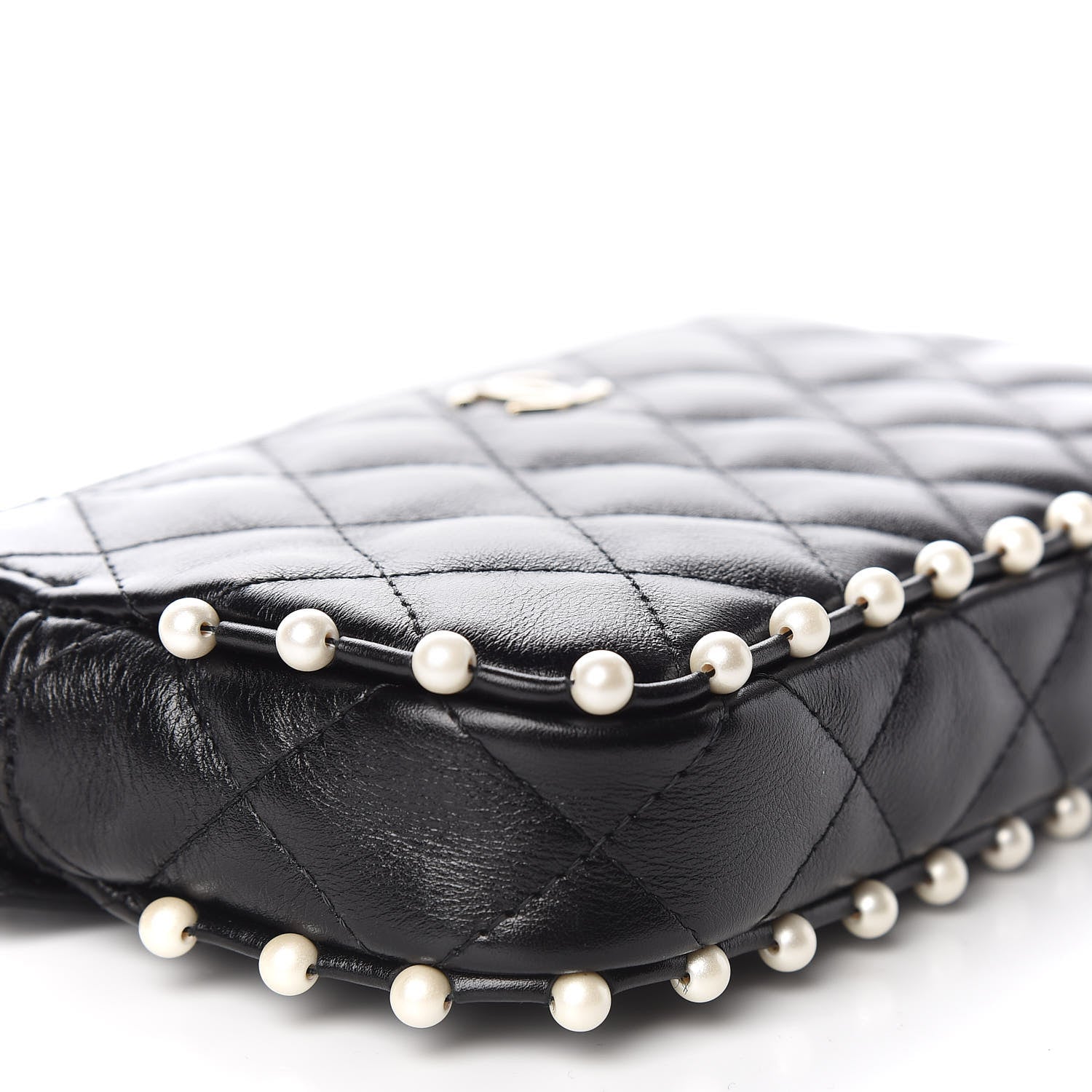 Chanel Calfskin Quilted Pearl Small Clutch With Chain Black 7 of 13