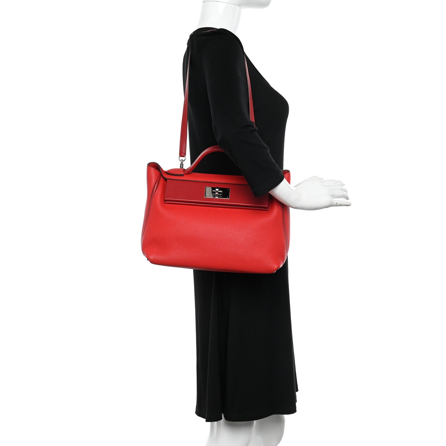 Hermes Taurillon Maurice Swift 24/24 29 Rouge De Coeur Rouge Piment 2 of 18