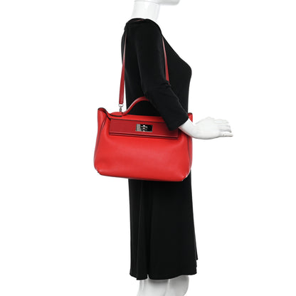 Hermes Taurillon Maurice Swift 24/24 29 Rouge De Coeur Rouge Piment 2 of 18