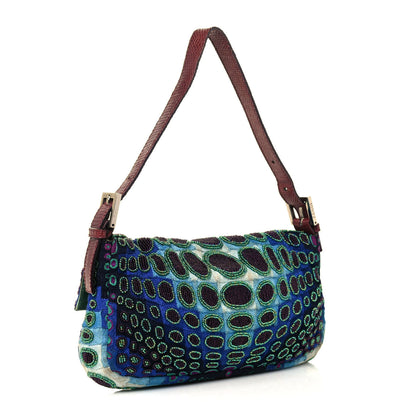 Fendi Lizard Beaded Baguette Blue 3 of 16