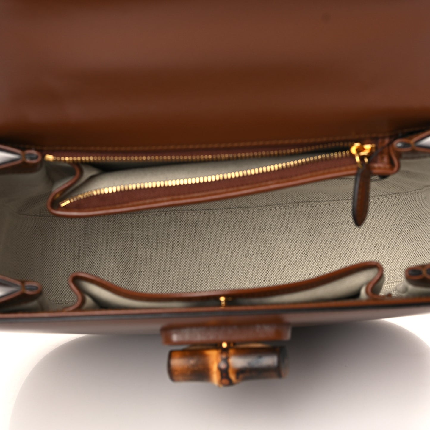 Boarded Dyana Lux Calfskin Web Medium Bamboo 1947 Top Handle Bag Brown