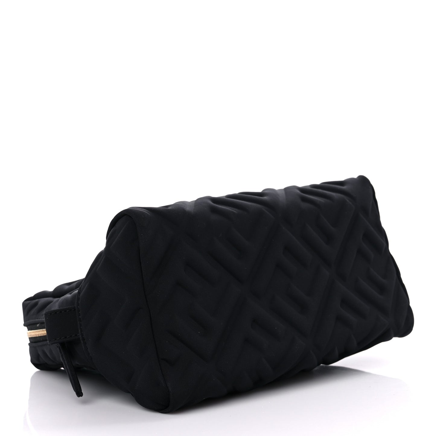 Lycra FF Embossed Medium Trapezoid Beauty Pouch Black