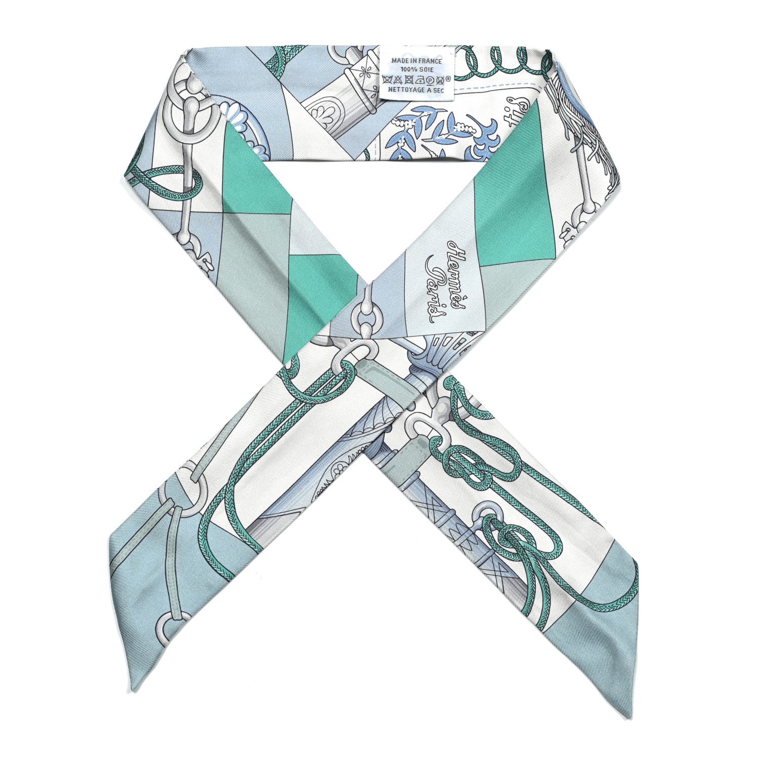 Hermes Silk Cliquetis Twilly Ciel White Menthol 1 of 4