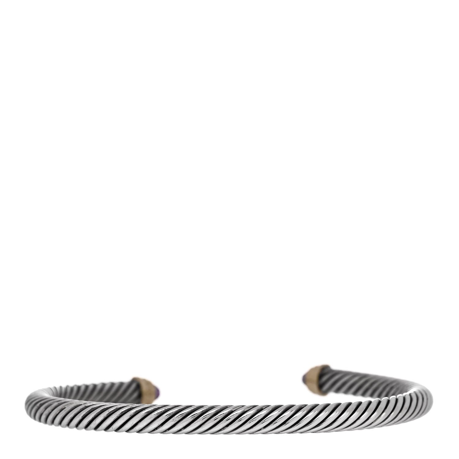 David Yurman Sterling Silver 14K Yellow Gold Amethyst 5mm Cable Classics Petite Color Bracelet 2 of 3