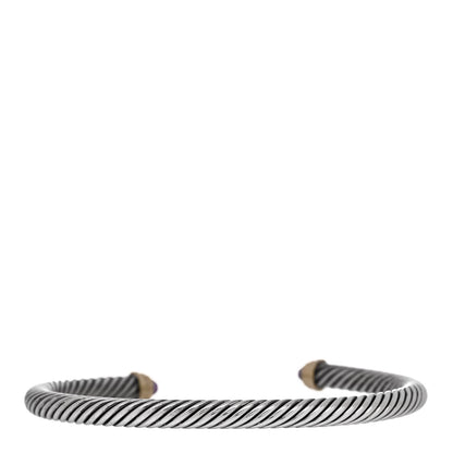 David Yurman Sterling Silver 14K Yellow Gold Amethyst 5mm Cable Classics Petite Color Bracelet 2 of 3