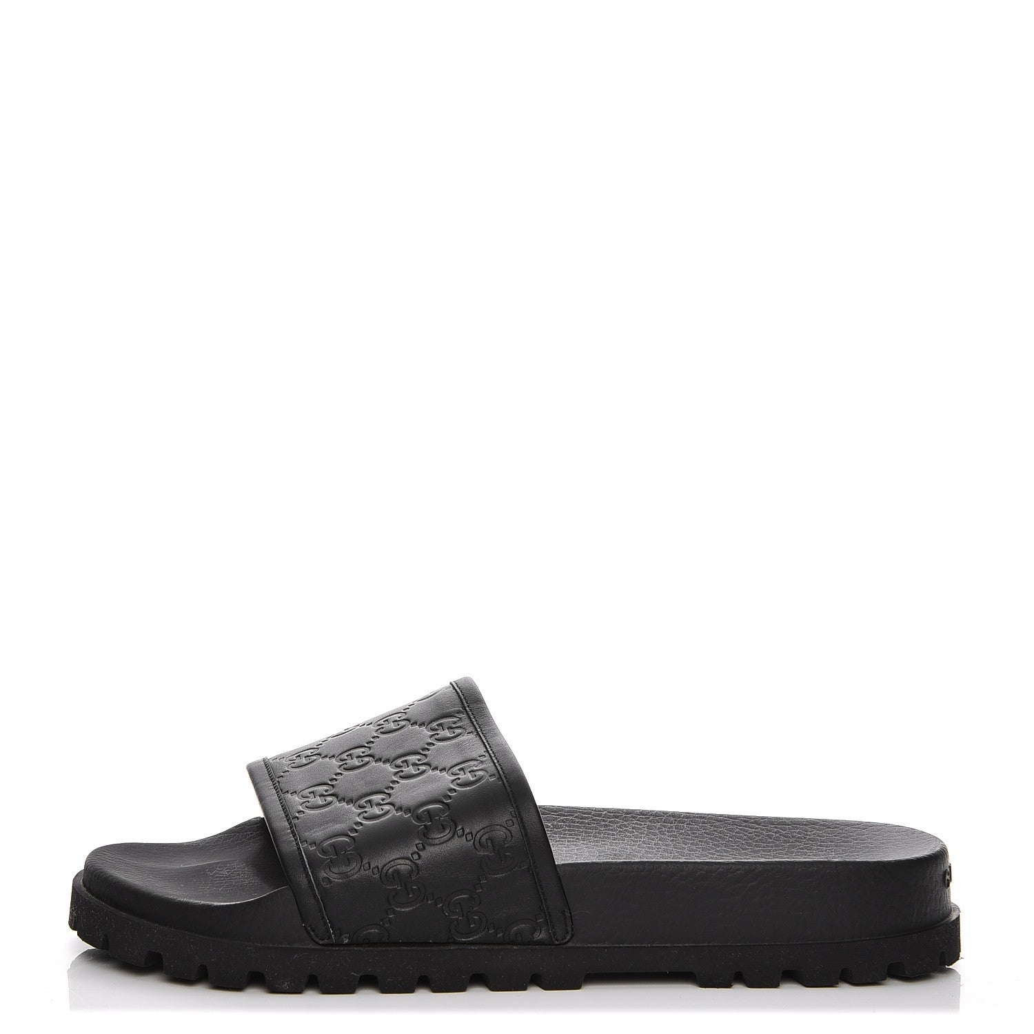 Gucci Guccissima Mens Lug Sole Slide Sandals 11 Black 1 of 9
