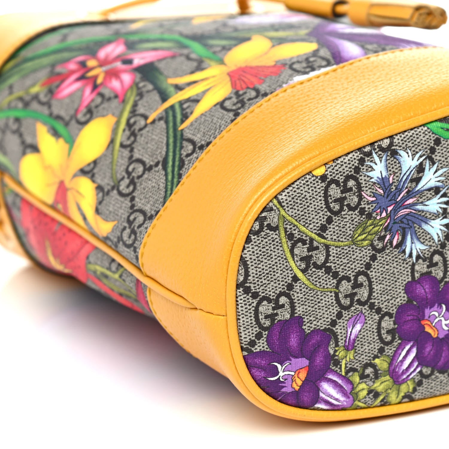 Gucci GG Supreme Monogram Flora Small Ophidia Bucket Bag Beige Multicolor Crop 5 of 10