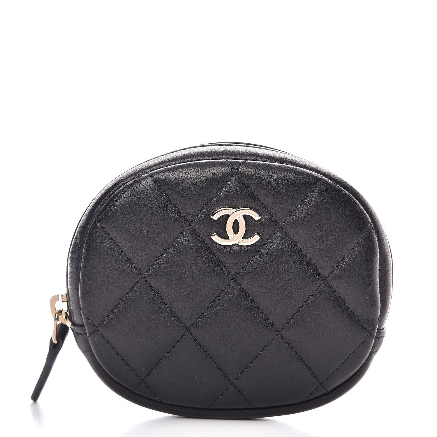 Chanel Lambskin Quilted Zip Around Classic Coin Purse Black 1 of 8
