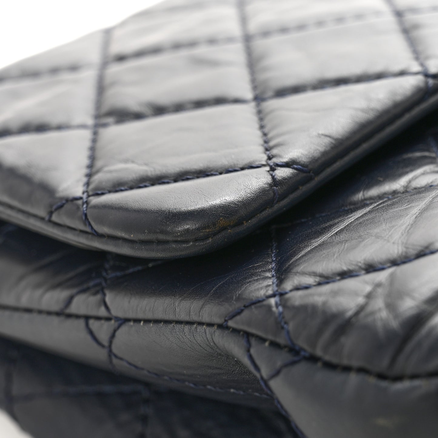 Aged Calfskin Quilted 2.55 Reissue 227 Flap Dark Blue