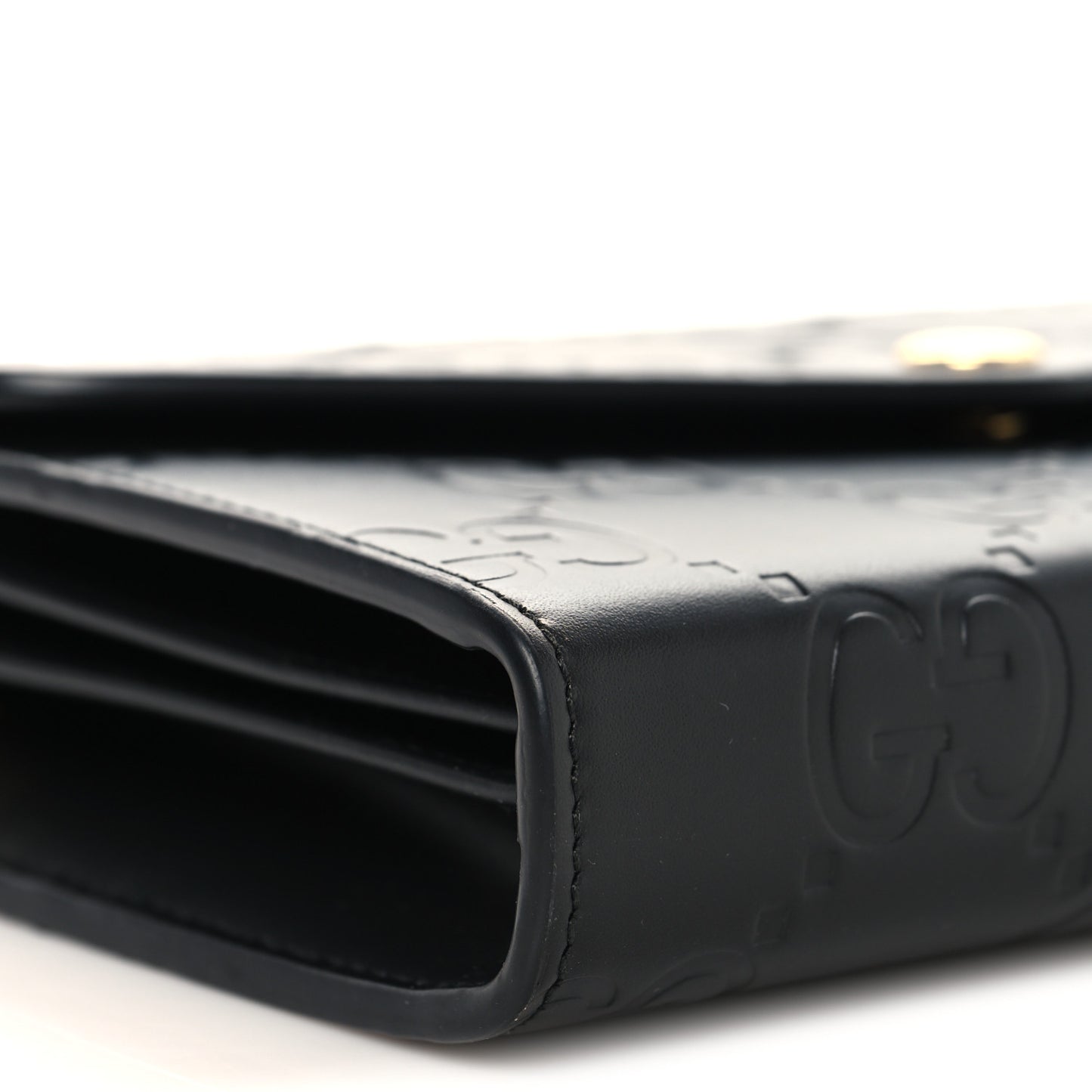 Calfskin GG Debossed Chain Wallet Black