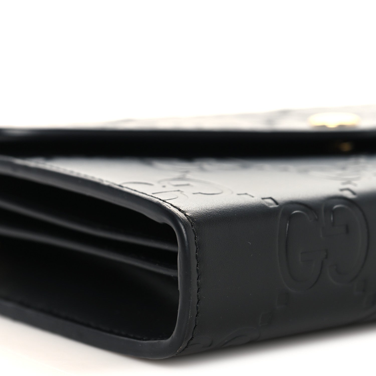 Gucci Calfskin GG Debossed Chain Wallet Black 8 of 9