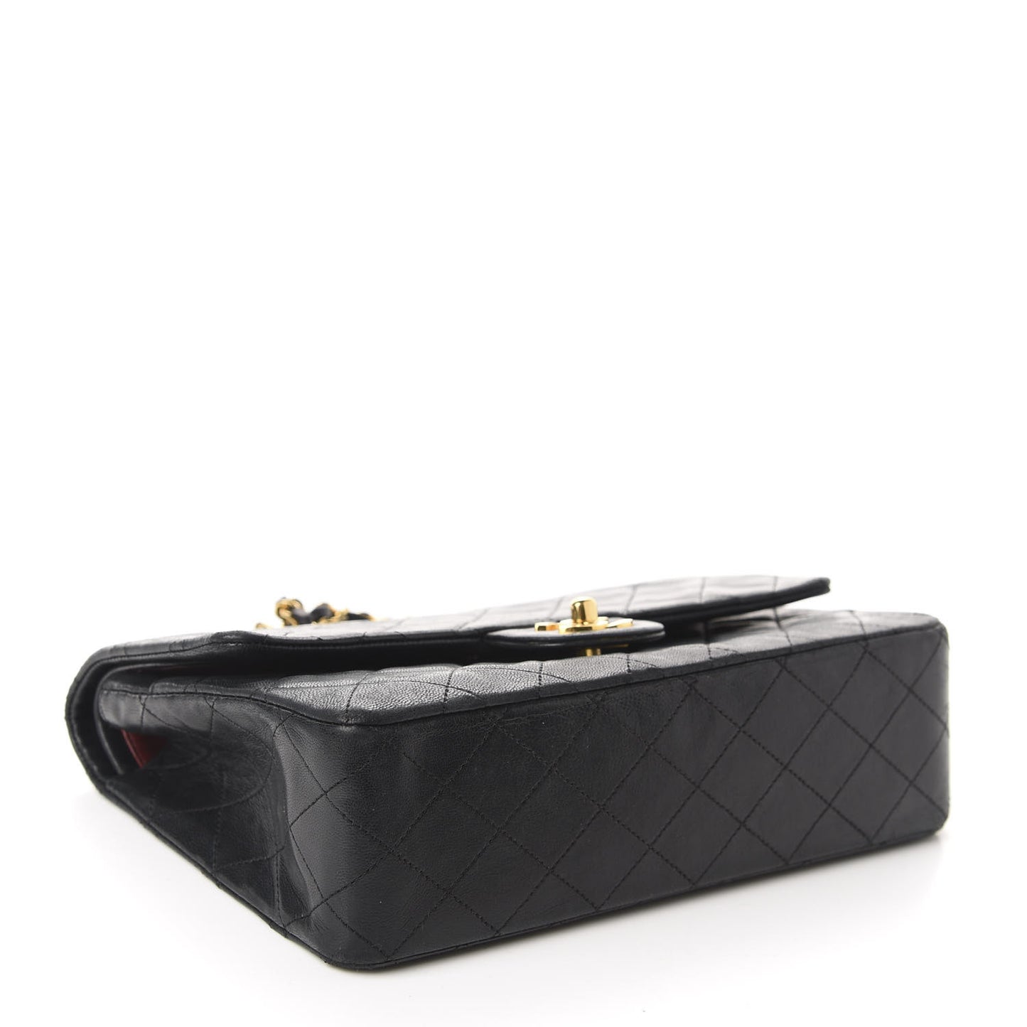 Lambskin Quilted Medium Double Flap Black