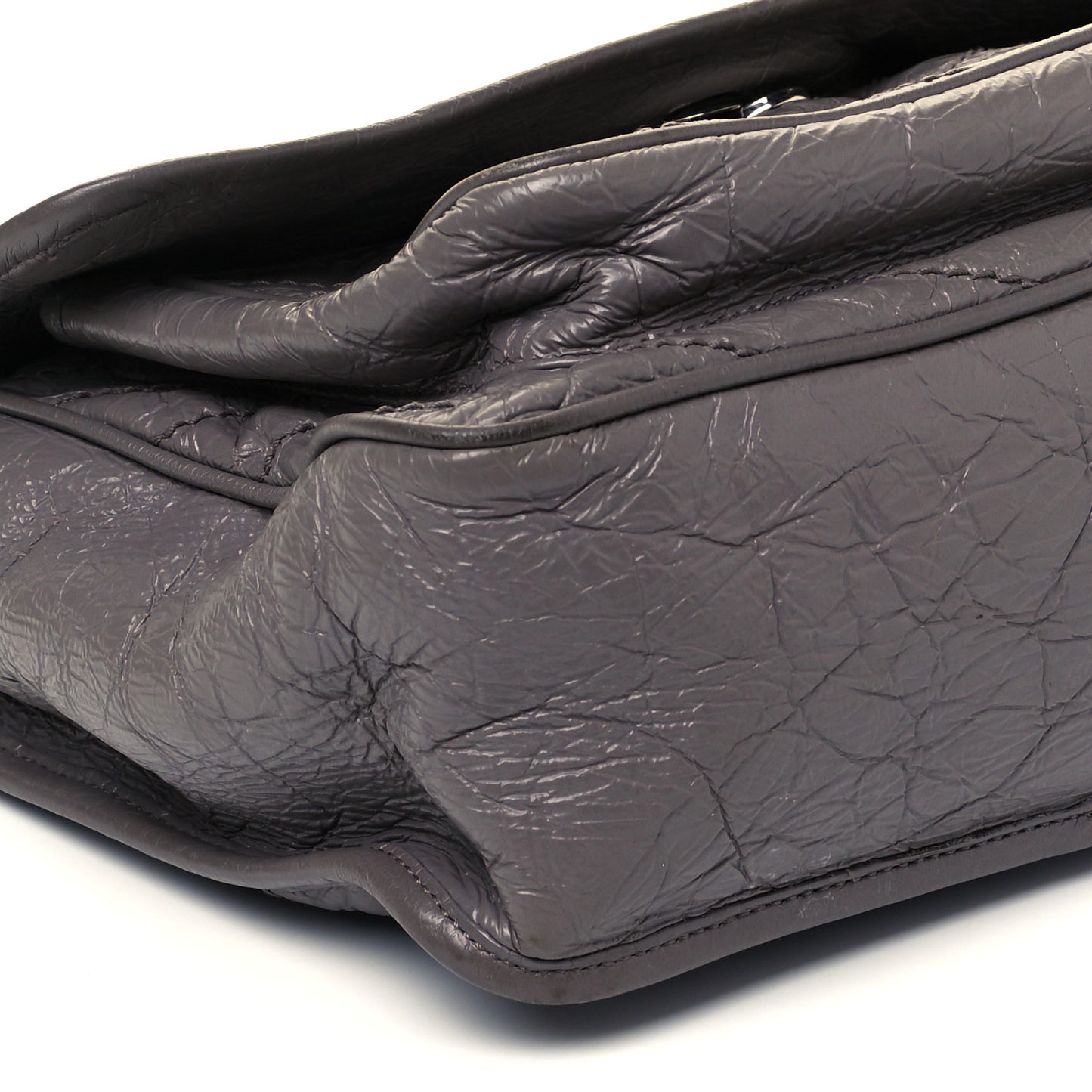 Crinkled Calfskin Matelasse Monogram Medium Niki Chain Satchel Fog