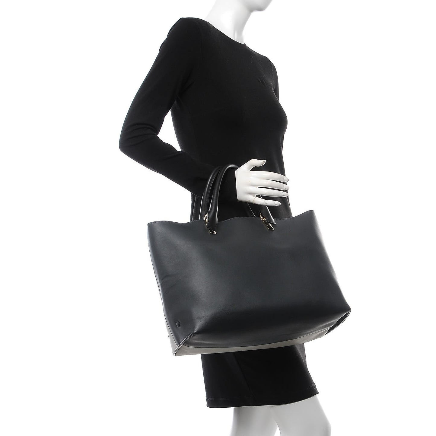 Smooth Calfskin Baylee Tote Beige Black
