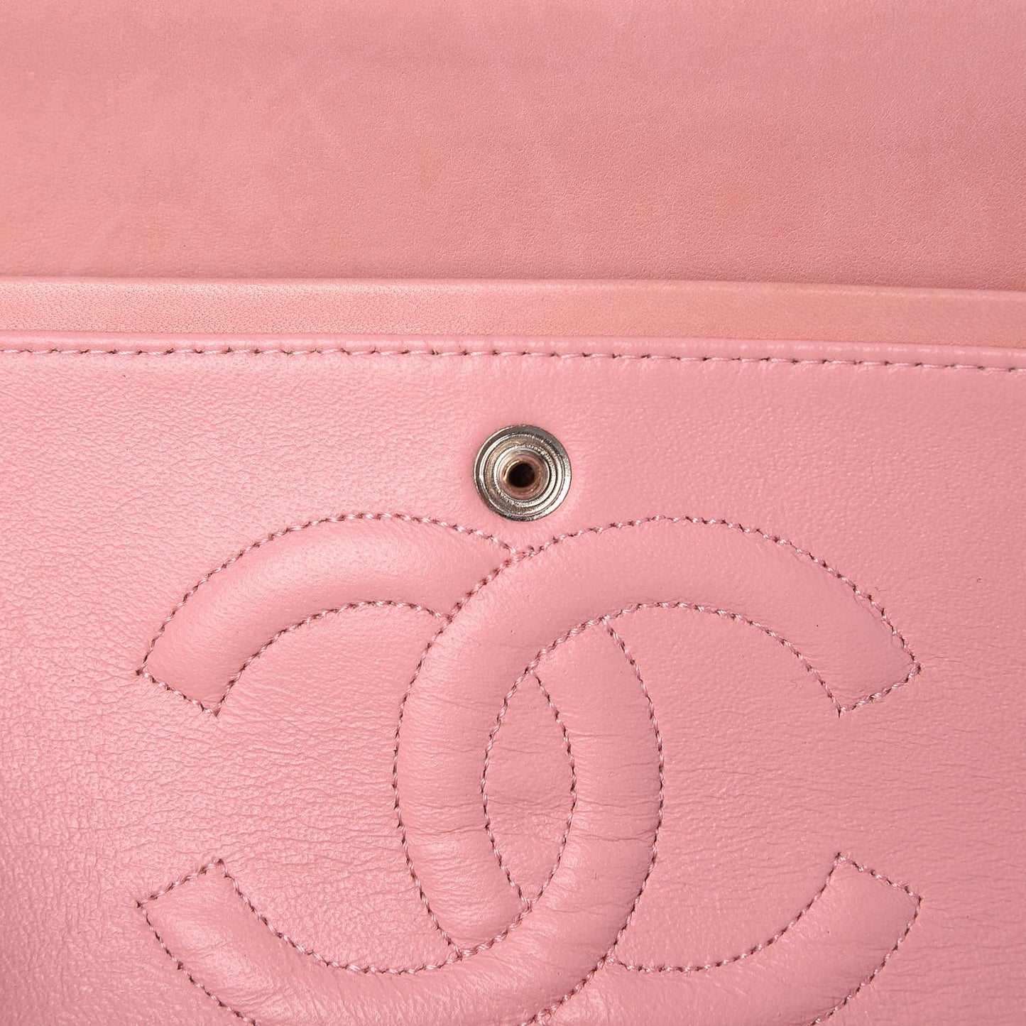 Lambskin Quilted Medium Double Flap Light Pink