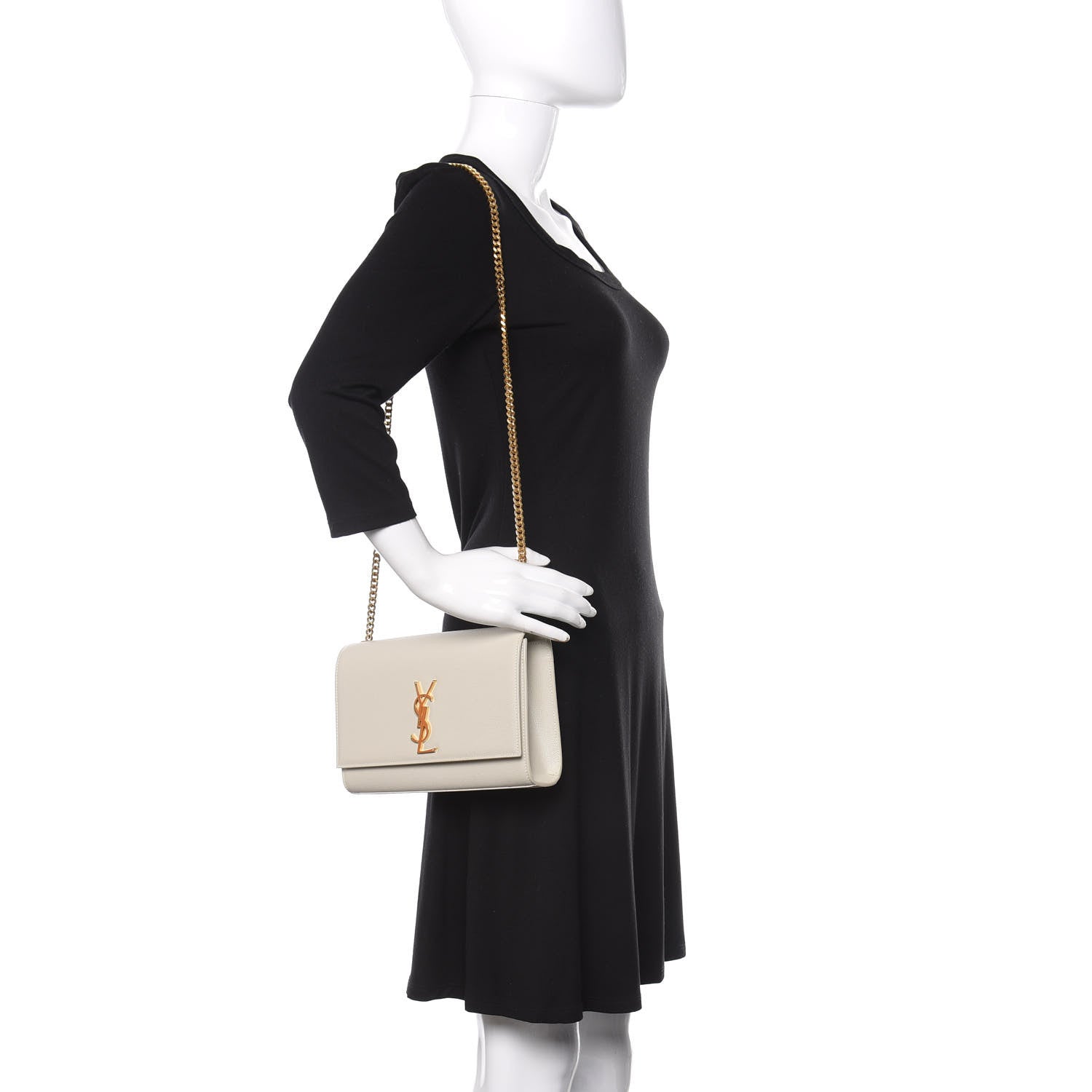 Saint Laurent Grain De Poudre Medium Classic Monogram Kate Satchel Crema Soft 2 of 10