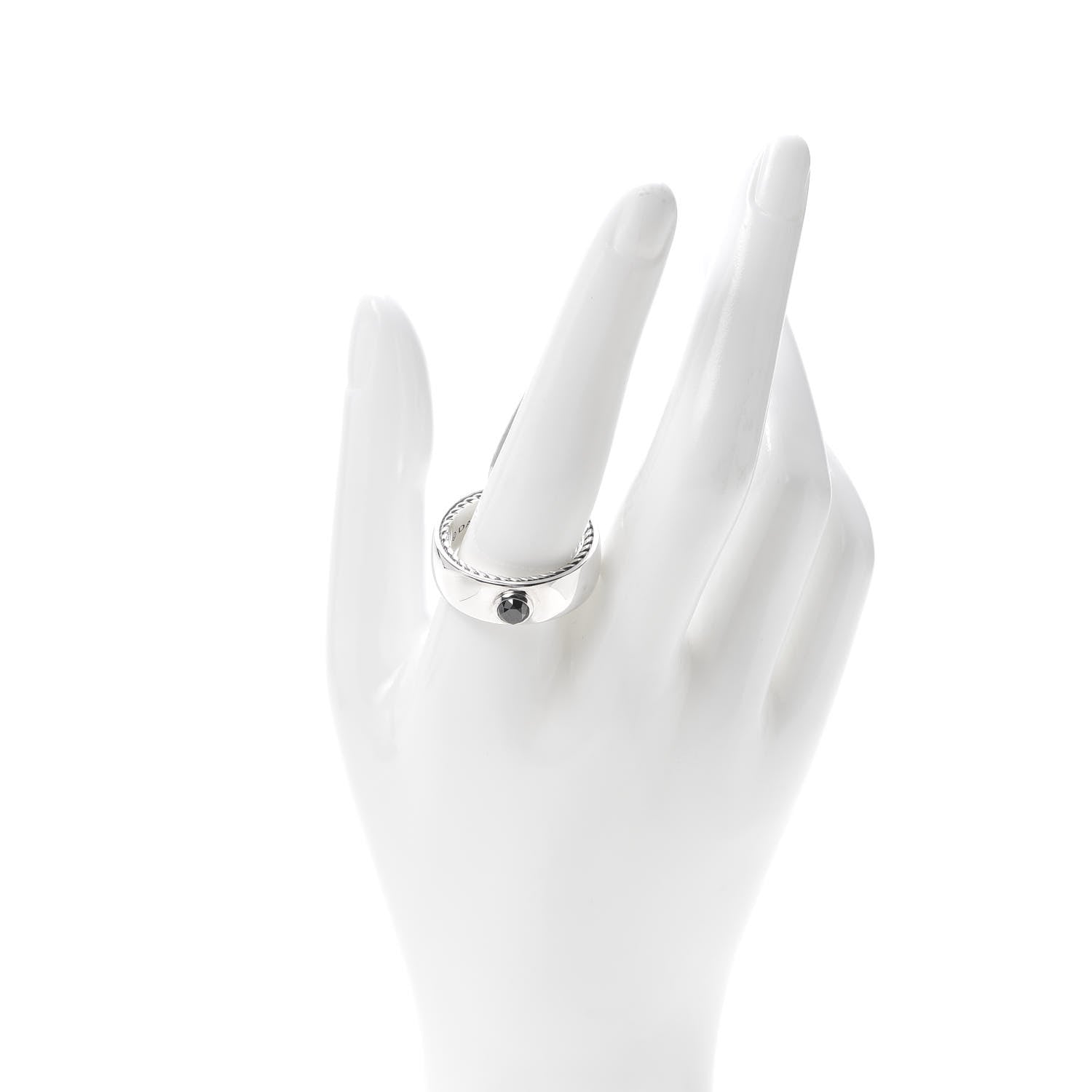 David Yurman Sterling Silver Black Diamond 8mm Streamline Band Ring 65 11 2 of 5