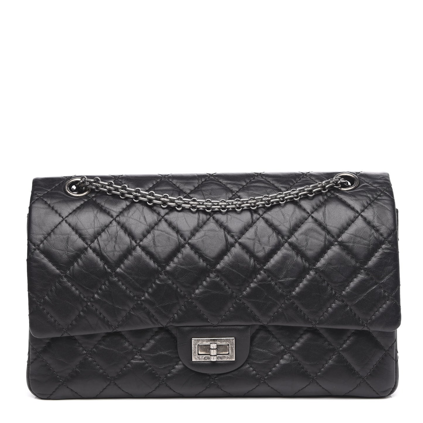 Aged Calfskin Quilted 2.55 Reissue 226 Flap Black