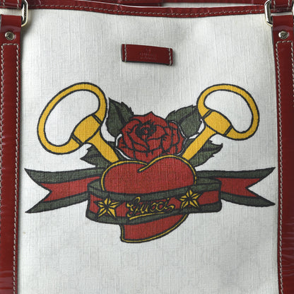 Gucci GG Plus Monogram Tattoo Heart Medium Joy Tote Off White Red 10 of 10