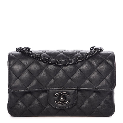 Chanel Crumpled Calfskin Quilted Mini Rectangular Flap So Black 1 of 9