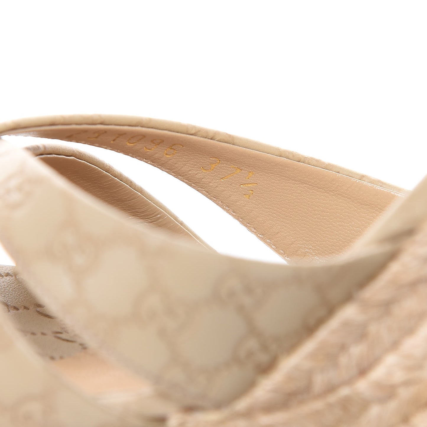 Soft Microguccissima Penelope Espadrille Wedge Sandals 37.5 Cream