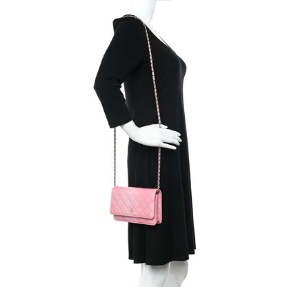 Chanel Cloudy Pearly Goatskin Quilted Wallet On Chain WOC Light Pink 3 of 11