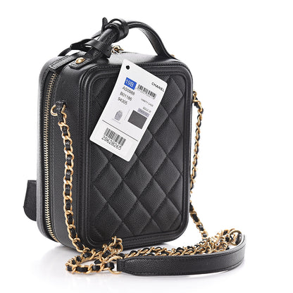 Chanel Caviar Quilted CC North South Filigree Vanity Case Black 3 of 10