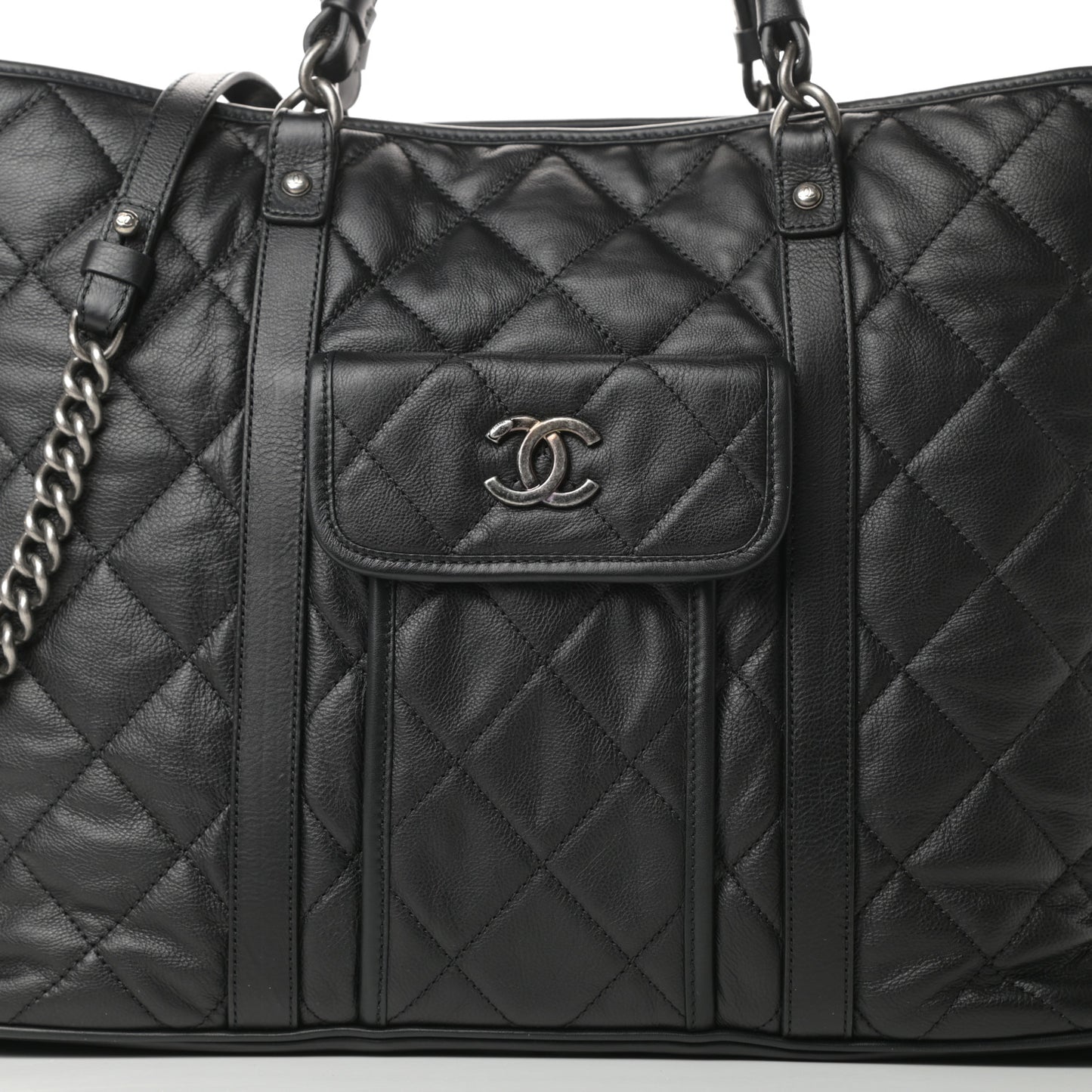Calfskin Quilted Casual Riviera Tote Black