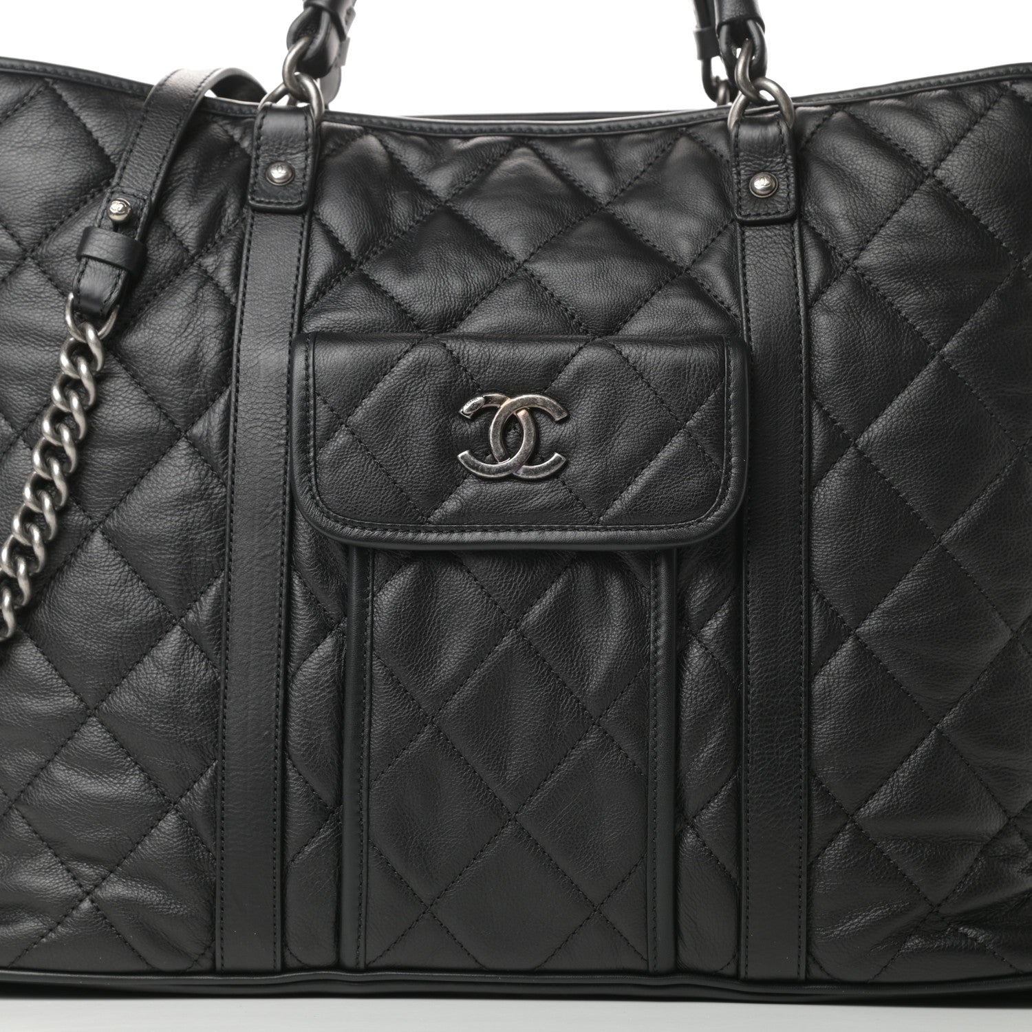 Chanel Calfskin Quilted Casual Riviera Tote Black 8 of 12