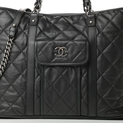 Chanel Calfskin Quilted Casual Riviera Tote Black 8 of 12