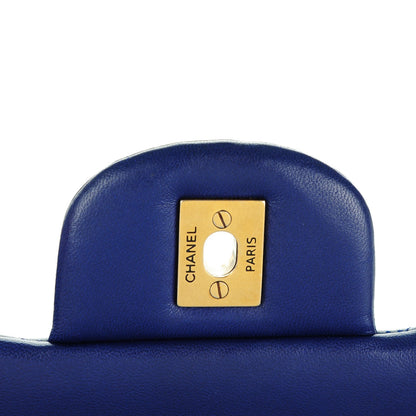 Chanel Lambskin Chevron Quilted Jumbo Double Flap Blue 6 of 11