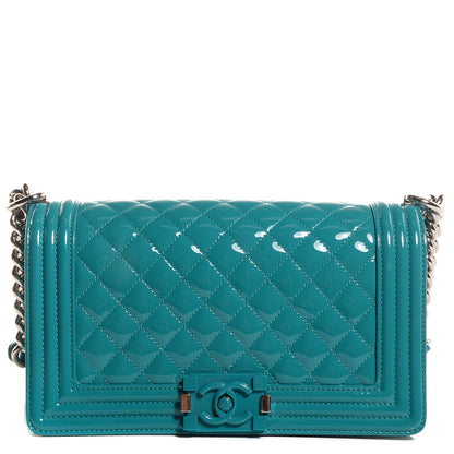 Chanel Patent Leather Medium Boy Flap Plexiglass Turquoise 1 of 8