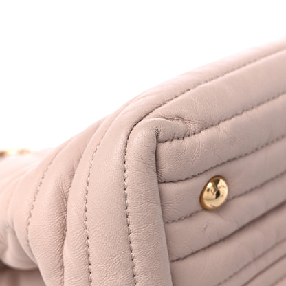 Salvatore Ferragamo Calfskin Chevron Quilted Vara Bow Chain Tote Light Pink 9 of 13