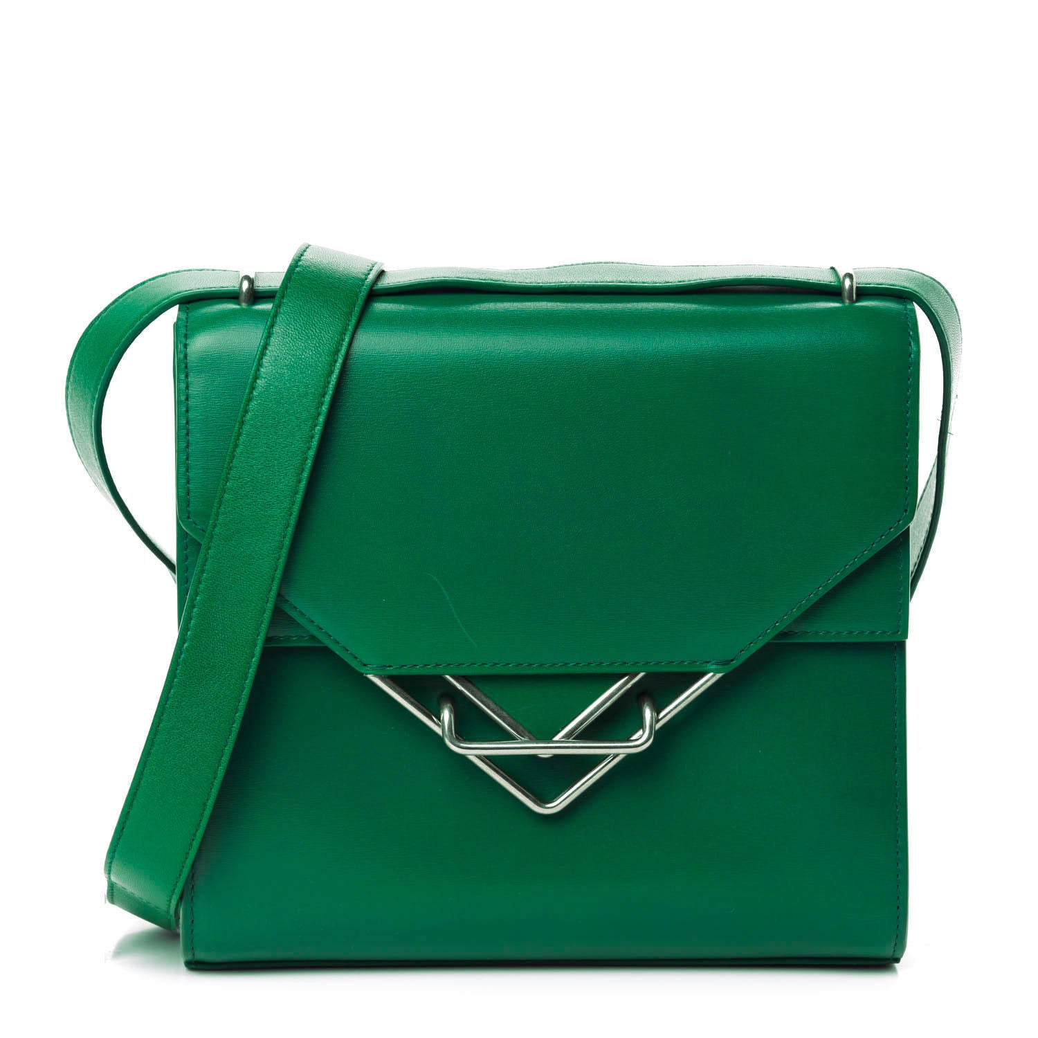Bottega Veneta Box Calfskin Nappa Clip Bag Racing Green 1 of 12