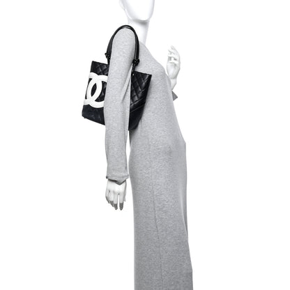 Chanel Calfskin Quilted Medium Cambon Tote Black White 2 of 15