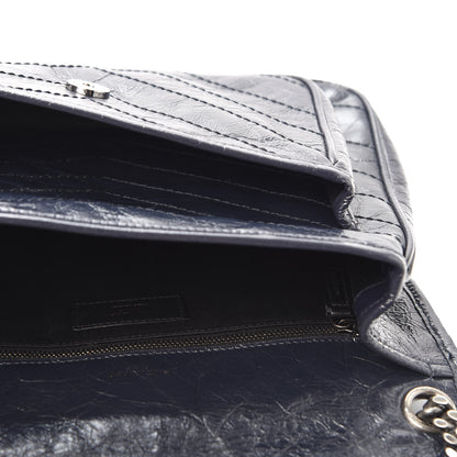 Saint Laurent Crinkled Calfskin Matelasse Monogram Medium Niki Chain Satchel Deep Marine 4 of 10