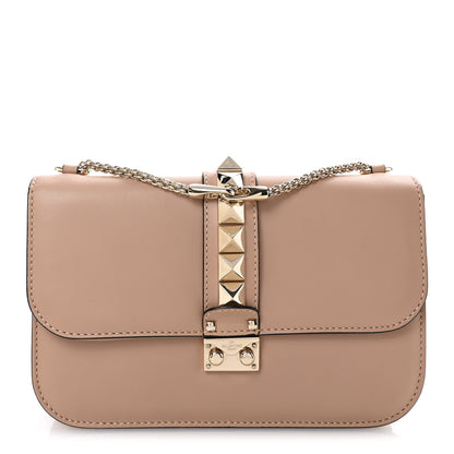 Valentino Garavani Vitello Medium Glam Lock Rockstud Flap Poudre 1 of 10