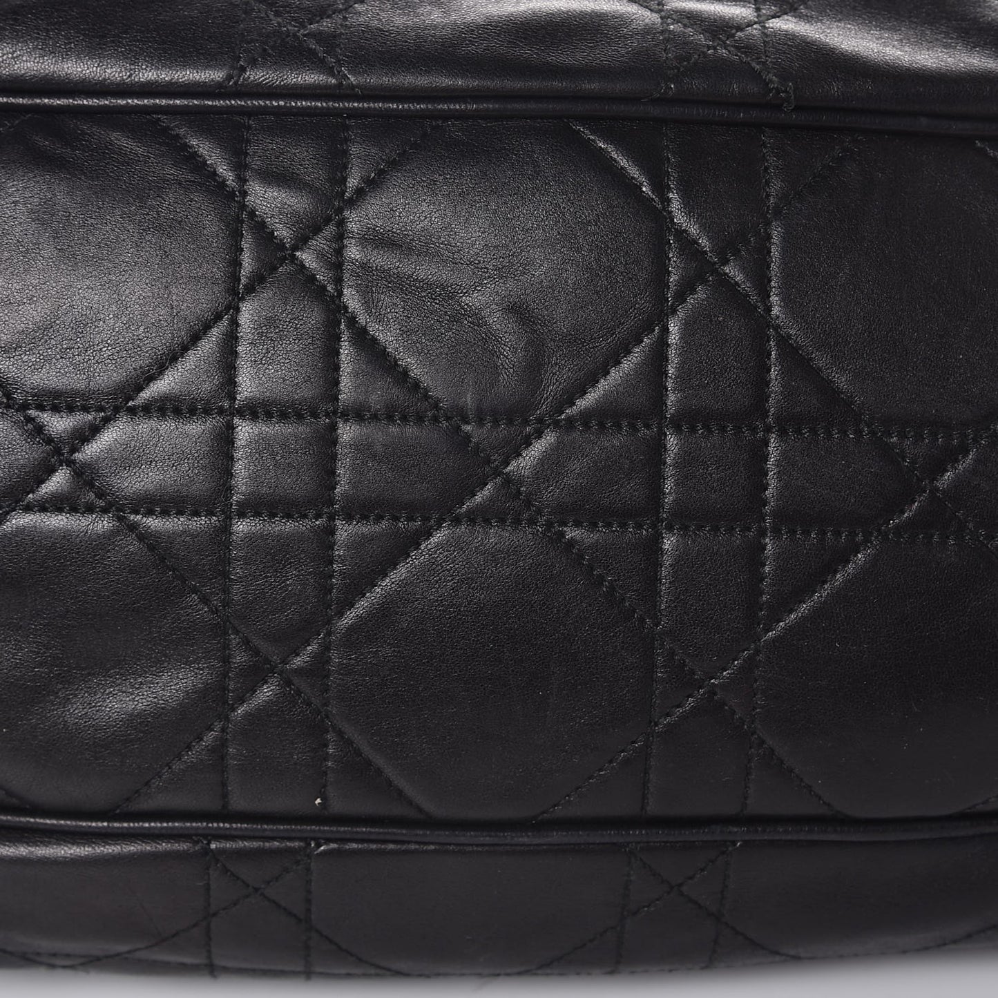 Lambskin Cannage Stitched Drawsting Tote Black