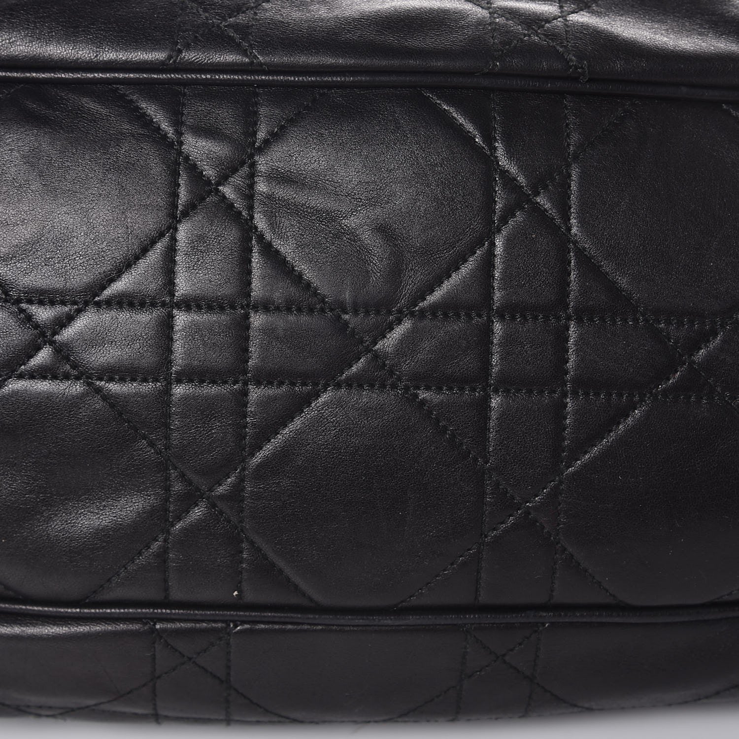 Christian Dior Lambskin Cannage Stitched Drawsting Tote Black 8 of 9
