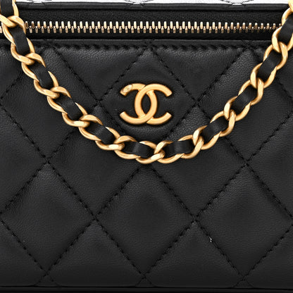 Chanel Lambskin Quilted Pearl Crush Small Vanity Case With Chain Black 8 of 11